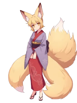 A graceful fox spirit with nine tails