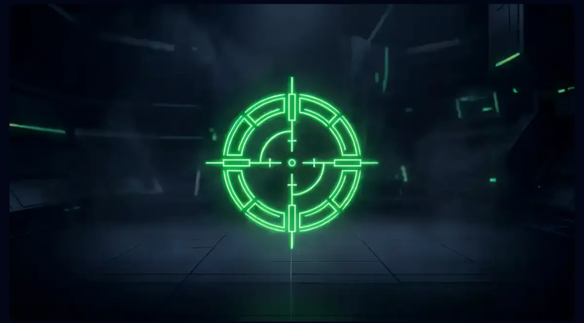 A GAMER.CODES strategy guide header: a glowing green crosshair in a dark arena