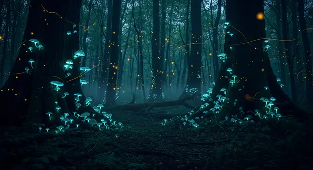 Bio Glow template: a bioluminescent forest
