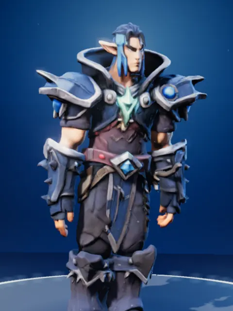 Elven Warrior: a ranger in blue steel and sapphire armour