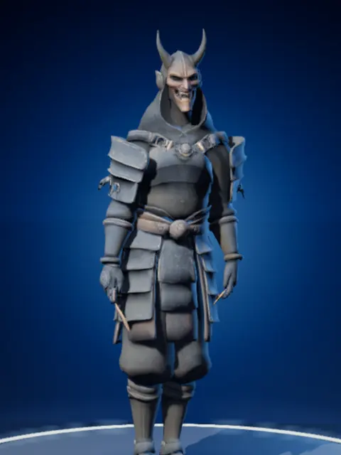 Horned Oni: a horned demon in black lacquered armour